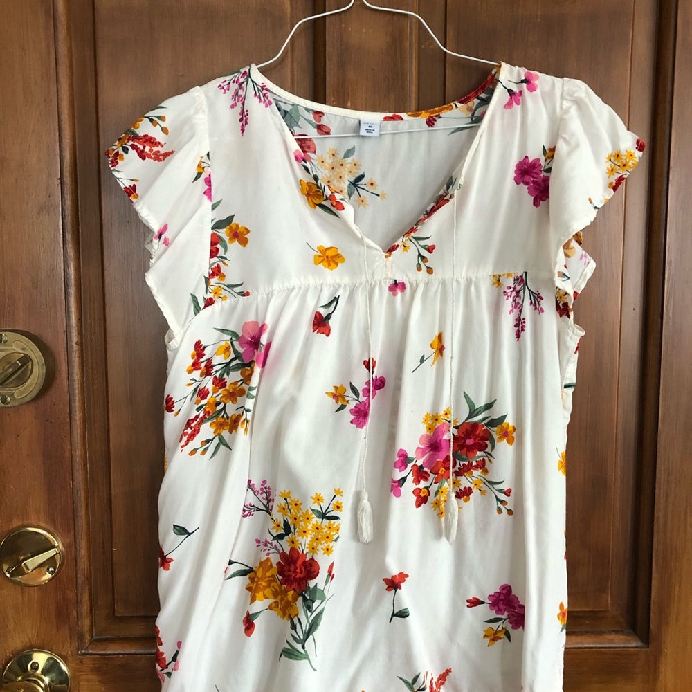 White and Floral Old Navy Blouse